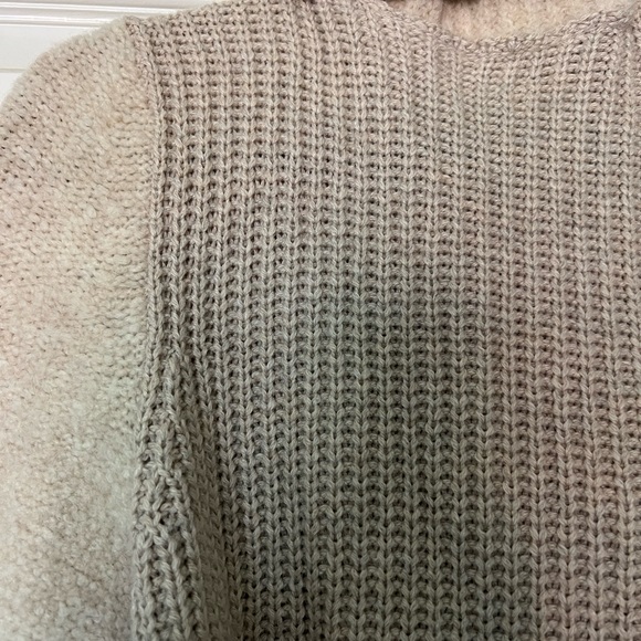 LOFT cardigan, Oatmeal/cream color, Chunky knit , Open front , Oversized collar - Picture 3 of 5